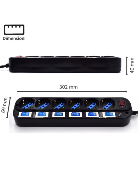 Multipla 6 posizioni nera