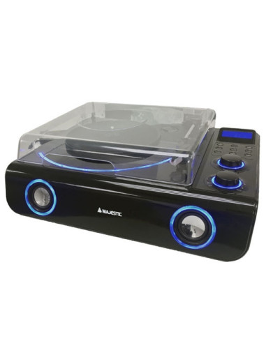 Giradischi 33-45-78 Giri 2x 2W RMS, Bluetooth 2.1, USB, FM, LCD, RCA, AUX