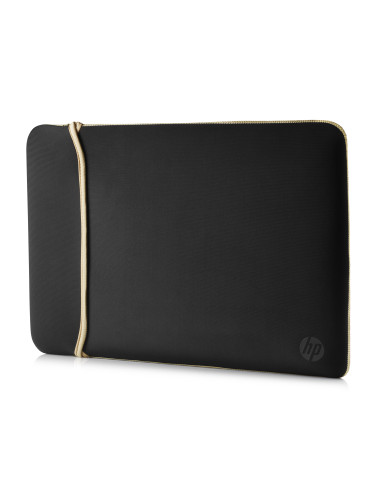 14" Sleeve for laptop, Reversible, gold/black, neoprene