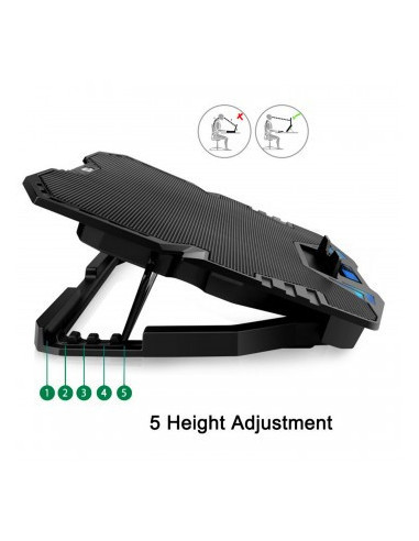 Supporto di raffredamento Portatili con 5 ventole regolabili e Multi-Angled