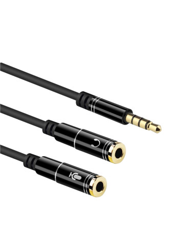0,30 mt Cavo audio Jack 3.5 1xM-2xF Cuffie e Mic. in un solo jack