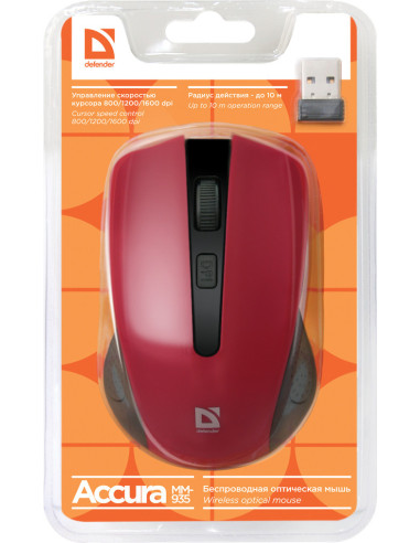 ACCURA MM-935, MOUSE WIRELESS, ROSSO/NERO