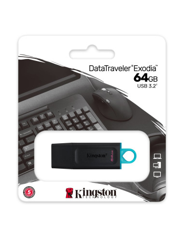64GB DataTraveler Exodia USB Type-A 3.2 Gen 1 (3.1 Gen 1)