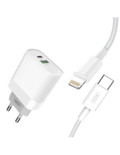 Caricatore USB Type-C + USB A 18W + Cavo lightning 2