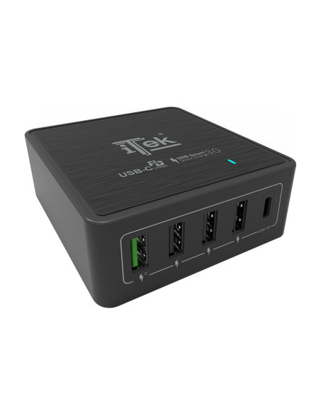 60W Alimentatore 5porte 1xUSB-C 4xUSB-A 2x3A 3x2.4A Smart IC
