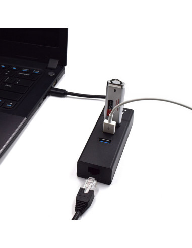 HUB USB Type C, 3xUSB A 3.2 + Porta Ethernet Gigabit