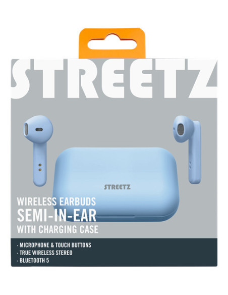 Earphones Bluetooth Stereo con Custodia di Ricarica, Semi-In-Ear, Matt Blue