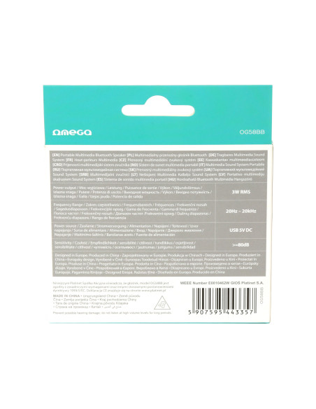 Speaker Bluetooth, Micro SD, USB, Radio FM, MP3 Player  Black