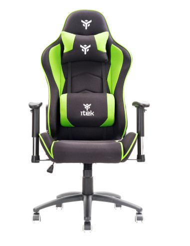 Gaming Chair PLAYCOM FM20 - Tessuto, Doppio Cuscino, Braccioli  Nero/Verde