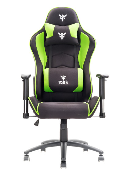 Gaming Chair PLAYCOM FM20 - Tessuto, Doppio Cuscino, Braccioli  Nero/Verde