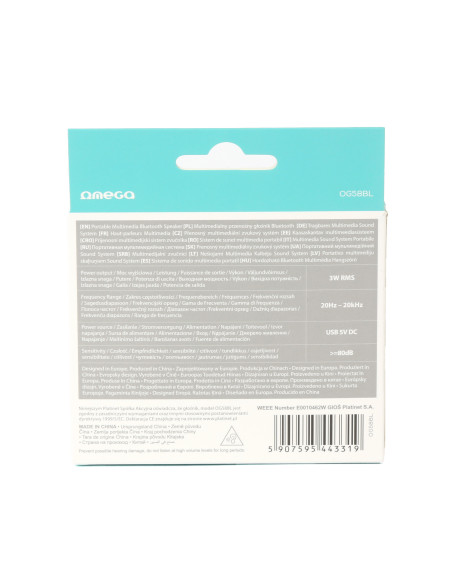 Speaker Bluetooth, Micro SD, USB, Radio FM, MP3 Player Black/Blu