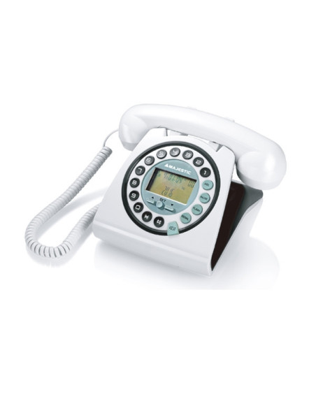 Telefono Fisso Vintage Bianco Con Cornice Dorata - Stile Retrò Con Volume Regolabile