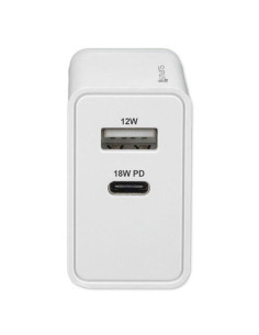 Alimentatore parete doppio USB-C PD 18W USB-A 12W 2