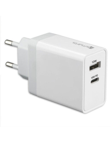 Alimentatore parete doppio USB-C PD 18W USB-A 12W