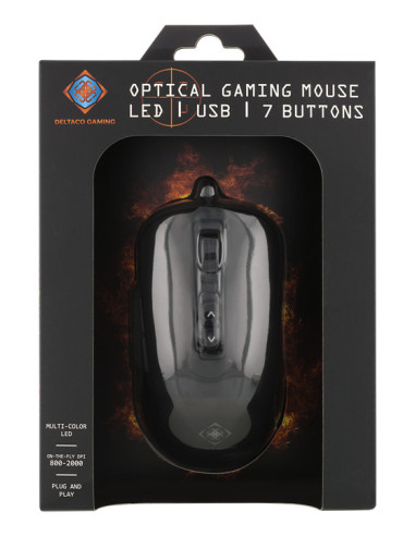 Optical Gaming Mouse RGB 7-buttons breathing LEDs USB, black 800-2000 DPI