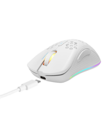 Mouse Right-hand RF Wireless + USB Type-C Laser 6400 DPI, White RGB Mouse Right-hand RF Wireless + USB Type-C Laser 6400 DPI, White RGB