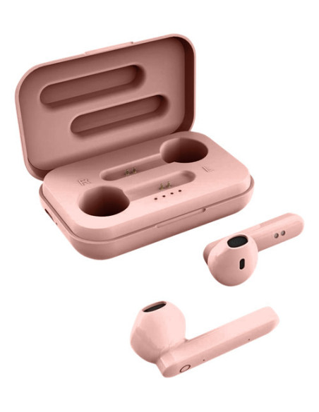 Earphones Bluetooth Stereo con Custodia di Ricarica, Semi-In-Ear, Matt Pink
