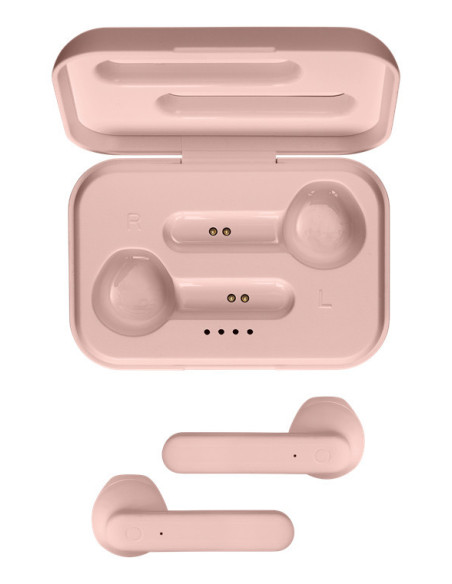 Earphones Bluetooth Stereo con Custodia di Ricarica, Semi-In-Ear, Matt Pink