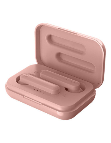 Earphones Bluetooth Stereo con Custodia di Ricarica, Semi-In-Ear, Matt Pink