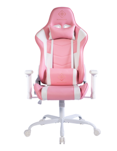 Gaming Chair DCH80 ergonomica, ecopelle, white/pink, doppio cuscinetto nuca-schiena 2