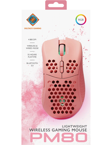 Mouse Right-hand RF Wireless + USB Type-C Laser 4800 DPI, Pink RGB
