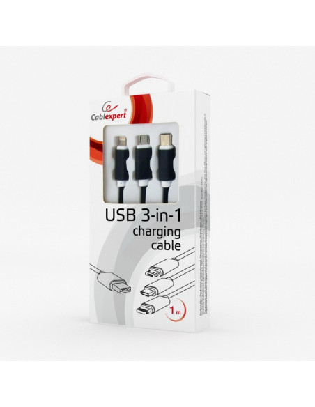 Cavo ricarica USB 3-in-1, nero, 1 mt Cavo ricarica USB 3-in-1, nero, 1 mt