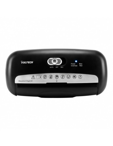 Distruggi Documenti con Taglio a Striscia 6Fogli, Cestino 10Lt, Black