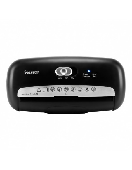 Distruggi Documenti con Taglio a Striscia 6Fogli, Cestino 10Lt, Black