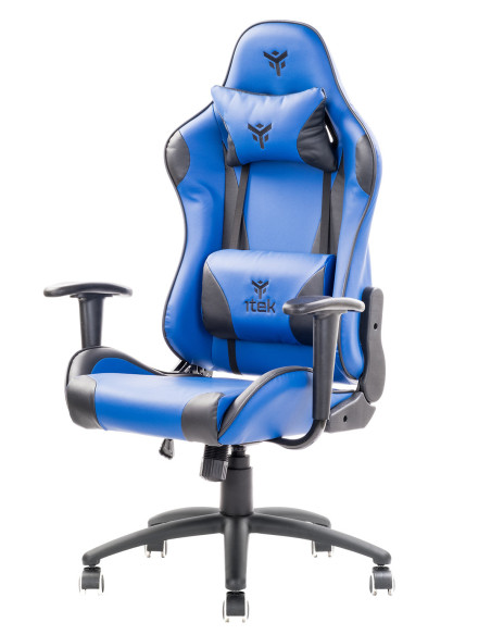 PLAYCOM PM20 Gaming Chair PVC Doppio Cuscino Schienale Reclinabile Blue/Black