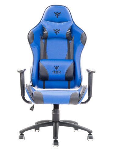 PLAYCOM PM20 Gaming Chair PVC Doppio Cuscino Schienale Reclinabile Blue/Black