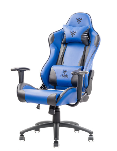 PLAYCOM PM20 Gaming Chair PVC Doppio Cuscino Schienale Reclinabile Blue/Black