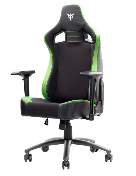 SCOUT PM30 Gaming Chair PVC e Tessuto Black/Green con Poggiatesta, Cuscino Lombare, braccioli 4D