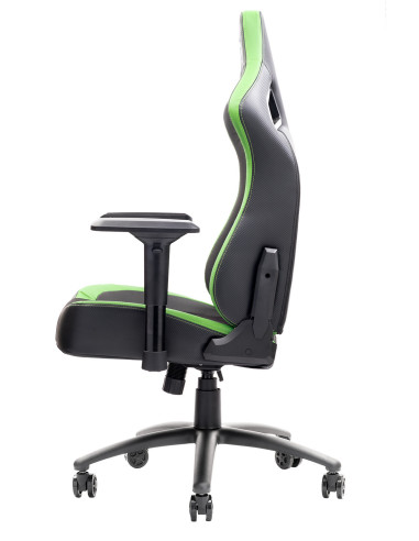 SCOUT PM30 Gaming Chair PVC e Tessuto Black/Green con Poggiatesta, Cuscino Lombare, braccioli 4D