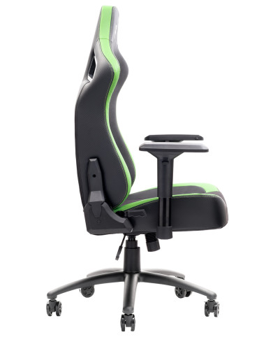 SCOUT PM30 Gaming Chair PVC e Tessuto Black/Greencon Poggiatesta, Cuscino Lombare, braccioli 4D