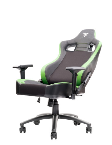 SCOUT PM30 Gaming Chair PVC e Tessuto Black/Green con Poggiatesta, Cuscino Lombare, braccioli 4D