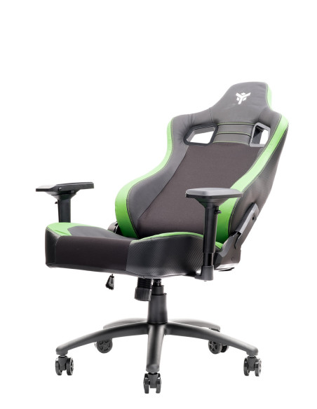 SCOUT PM30 Gaming Chair PVC e Tessuto Black/Green con Poggiatesta, Cuscino Lombare, braccioli 4D