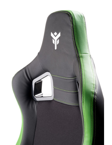 SCOUT PM30 Gaming Chair PVC e Tessuto Black/Green con Poggiatesta, Cuscino Lombare, braccioli 4D