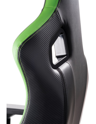 SCOUT PM30 Gaming Chair PVC e Tessuto Black/Green con Poggiatesta, Cuscino Lombare, braccioli 4D