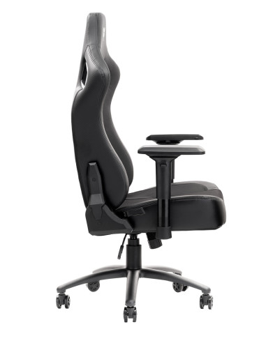 SCOUT PM30 Gaming Chair PVC e Tessuto Black/White con Poggiatesta, Cuscino Lombare, braccioli 4D