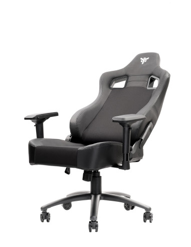 SCOUT PM30 Gaming Chair PVC e Tessuto Black/White con Poggiatesta, Cuscino Lombare, braccioli 4D