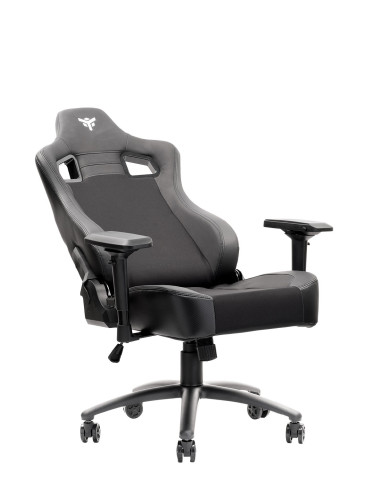 SCOUT PM30 Gaming Chair PVC e Tessuto Black/White con Poggiatesta, Cuscino Lombare, braccioli 4D