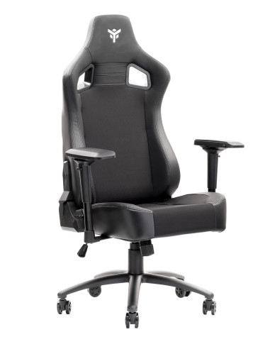 SCOUT PM30 Gaming Chair PVC e Tessuto Black/White con Poggiatesta, Cuscino Lombare, braccioli 4D