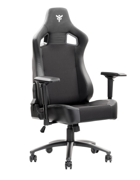 SCOUT PM30 Gaming Chair PVC e Tessuto Black/White con Poggiatesta, Cuscino  Lombare, braccioli 4D