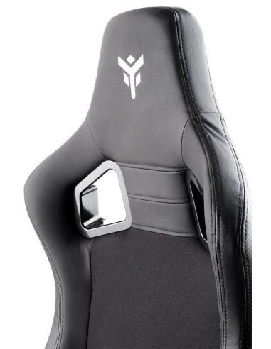 SCOUT PM30 Gaming Chair PVC e Tessuto Black/White con Poggiatesta, Cuscino Lombare, braccioli 4D