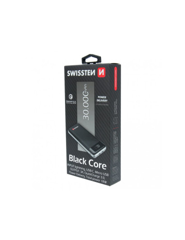 30.000mAh Power Bank Quick Charge 3.0, Black, White 18W 3A