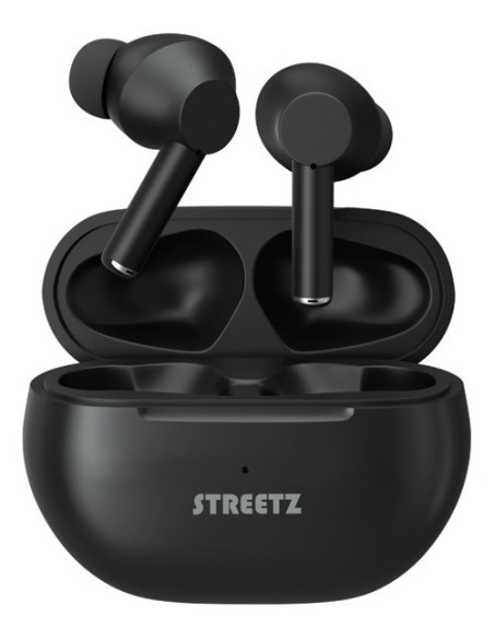 Cuffie In Ear Bluetooth Stereo Nero headset con microfono, Custodia di ricarica, regolazione del volume