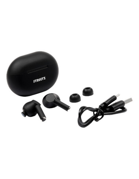 Cuffie In Ear Bluetooth Stereo Nero headset con microfono, Custodia di ricarica, regolazione del volume