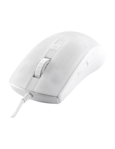 WM87 Mouse da gioco USB Ottico Bianco, Trasparente 6 Tasti 6200 dpi Illuminato, Rotella di scorrimento