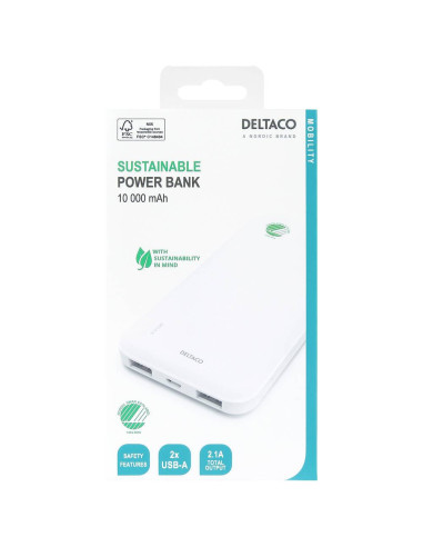 10.000mAh Power bank LiPo USB-A Bianco