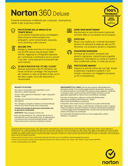 Norton 360 Deluxe, 3 dispositivi, 1 anno
